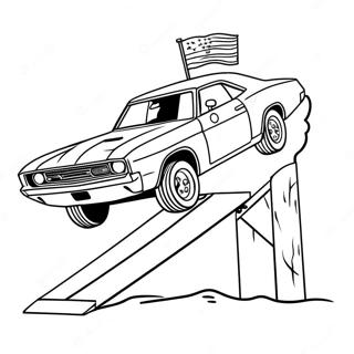 General Lee springt over een ramp kleurplaat | Generaal Lee kleurplaat