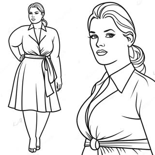 Plus Size Mode Model kleurplaat | Plus Size kleurplaat