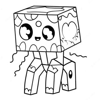 Schattige Minecraft Ghast met grote ogen kleurplaat | Minecraft Ghast kleurplaat