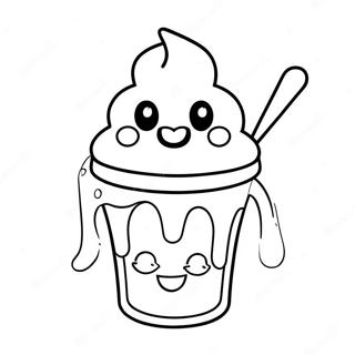Grappig Yoghurt Personage met een Glimlach Kleurplaat | Yoghurt kleurplaat