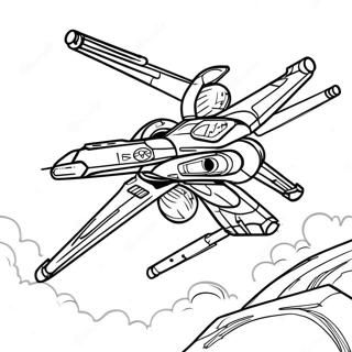 X-Wing in Gevecht Kleurplaat | X-Wing kleurplaat