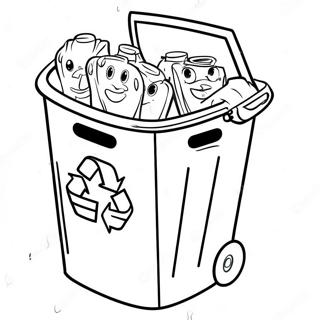 Schattige recyclingbak kleurplaat | Recycling kleurplaat
