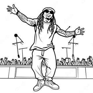 Lil Wayne Optredend op het Podium Kleurplaat | Lil Wayne kleurplaat