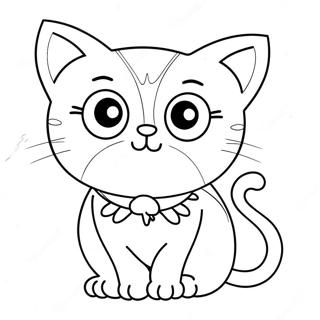 Schattige Pop Cat met Grote Ogen Kleurplaat | Pop Cat kleurplaat