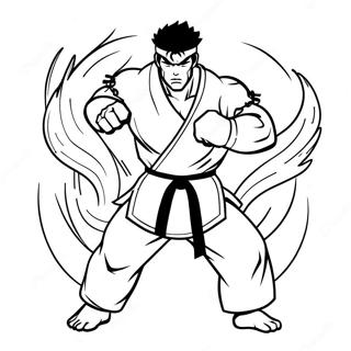 Ryu in Heftige Strijdhouding Kleurplaat | Ryu kleurplaat