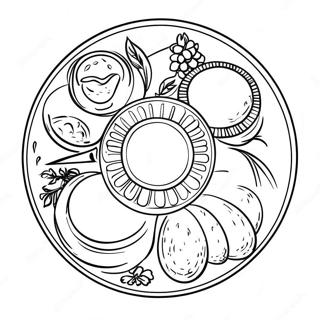 Kleurplaat van Pesach Seder bord | Pesach kleurplaat