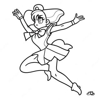 Sailor Jupiter in een Dynamische Houding Kleurplaat | Zeeman Jupiter kleurplaat