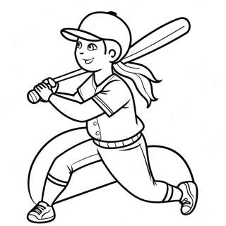 Softbalspeler die met een Knuppel Slaat Kleurplaat | Softbal kleurplaat