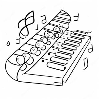 Kleurrijke Xylofoon met Muzikale Noten Kleurplaat | Xylofoon kleurplaat