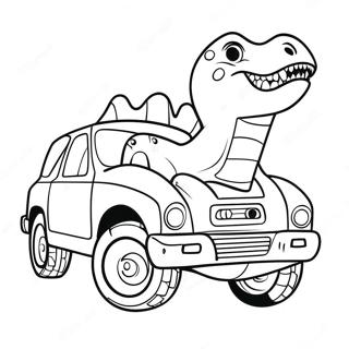 Dino Auto Kleurplaat | Dinoauto kleurplaat