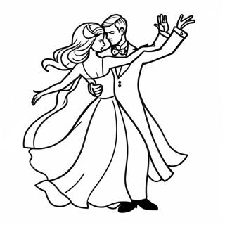 Elegante Prom Koppel Dat Danst Kleurplaat | Prom kleurplaat