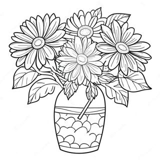 Mooie Chrysant Boeket Kleurplaat | Chrysant kleurplaat
