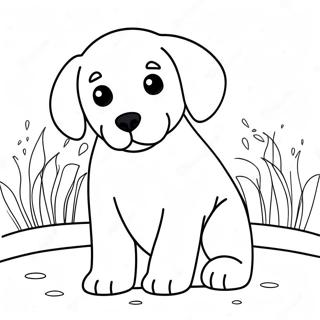 Speelse Labrador Puppy Kleurplaat | Labrador kleurplaat