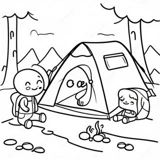 Schattige Familie Camping Kleurplaat | Camper kleurplaat
