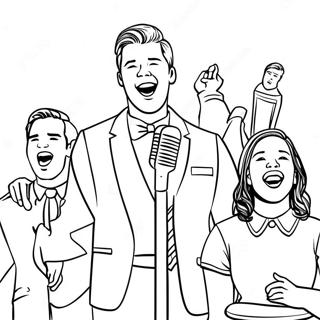 Glee Cast Groep Zingen Kleurplaat | Blijdschap kleurplaat
