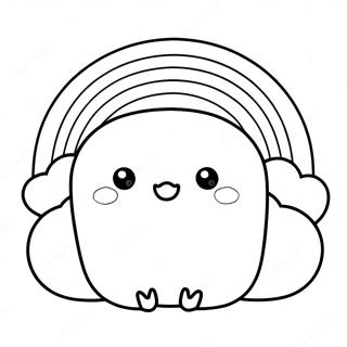 Schattige Squishmallows in een Regenboog Kleurplaat | Squishmallows kleurplaat