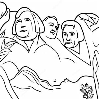 Beroemde Presidenten op Mount Rushmore Kleurplaat | Mount Rushmore kleurplaat