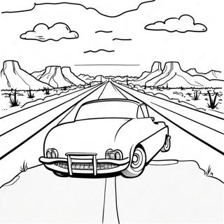 Route 66 Schilderachtige Uitzicht Kleurplaat | Route 66 kleurplaat