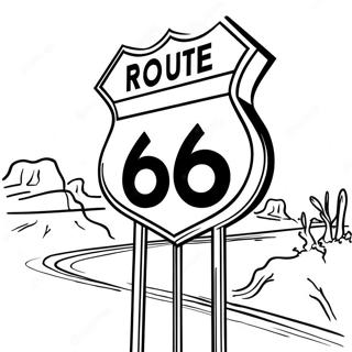 Vintage Route 66 Bord Kleurplaat | Route 66 kleurplaat