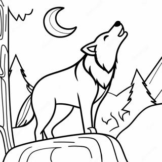 Majestueuze Wolf Huilt naar de Maan Kleurplaat | Wolf Native American kleurplaat