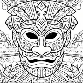 Polynesische Tiki Masker Kleurplaat | Polynesisch kleurplaat