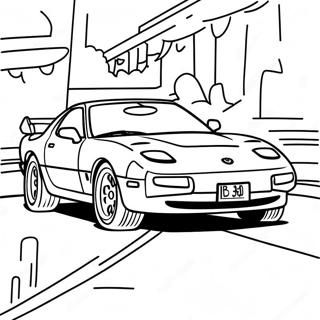 Mazda RX7 in Actie Kleurplaat | RX7 kleurplaat
