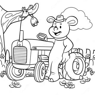 Tractor Ted met Vriendelijke Dieren Kleurplaat | Tractor Ted kleurplaat