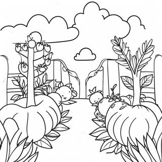 Kleurrijke Vegan Tuin Kleurplaat | Vegan kleurplaat