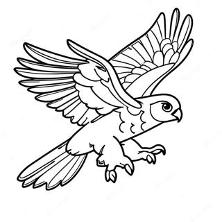 Majestueuze Valk in Vlucht Kleurplaat | Falcon kleurplaat