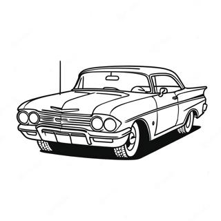 Chevy Impala Klassieke Auto Kleurplaat | Chevy Impala kleurplaat