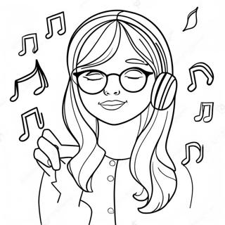 Kleurplaat van Daria met muzikale noten | Daria Lied kleurplaat