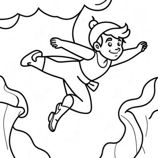 Kleurplaat van Peter Pan die Over Neverland Vliegt | Peter kleurplaat