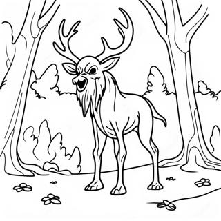 Eng Wendigo in het Bos Kleurplaat | Wendigo kleurplaat