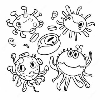 Kleurige Virus Figuren Kleurplaat | Covid kleurplaat