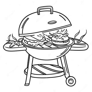 BBQ Grill met Heerlijke Burgers Kleurplaat | Grill kleurplaat