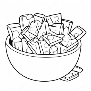 Kleurige Chips in een Kom Kleurplaat | Chips kleurplaat