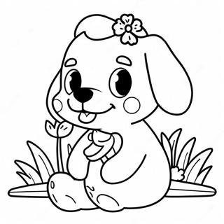 Schattige Maggie met een Bloem Kleurplaat | Maggie kleurplaat