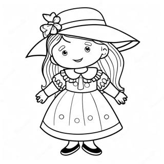 Madeline in een Kleurrijke Jurk Kleurplaat | Madeline kleurplaat