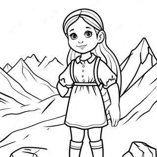 Heidi in de Zwitserse Alpen Kleurplaat | Heidi kleurplaat