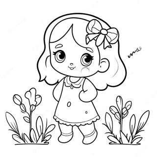 Schattige Abigail met Bloemen Kleurplaat | Abigail kleurplaat