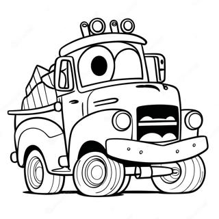 Grappige Mater die een Vrachtwagen Rijdt Kleurplaat | Mater kleurplaat