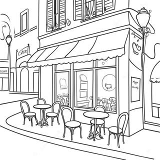 Charmant Parijs Café Kleurplaat | Parijs kleurplaat