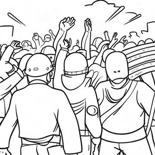 Kleurige Rellen Protesteerders Kleurplaat | Rellen kleurplaat
