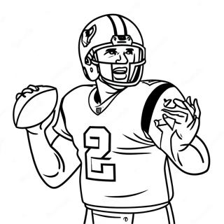 Tom Brady Gooiende Voetbal Kleurplaat | Tom Brady kleurplaat