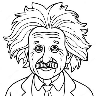 Grappige Albert Einstein met Gek Haar Kleurplaat | Albert Einstein kleurplaat
