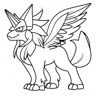 Majestueuze Solgaleo in Gevecht Kleurplaat | Solgaleo kleurplaat