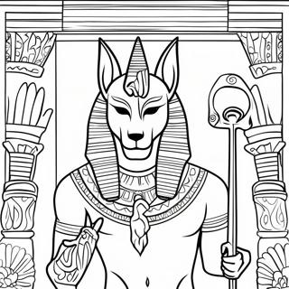 Anubis met de Gouden Ankh Kleurplaat | Anubis kleurplaat