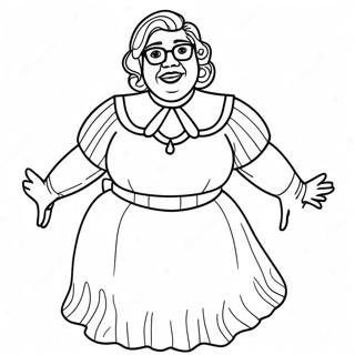 Grappige Madea in een Jurk Kleurplaat | Madea kleurplaat