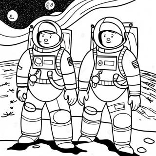 Apollo 11 Astronauten op de Maan Kleurplaat | Apollo 11 kleurplaat