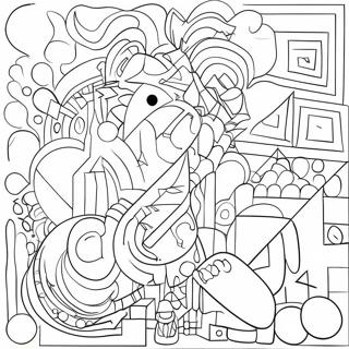 Abstracte Kubisme Vormen Kleurplaat | Kubisme kleurplaat